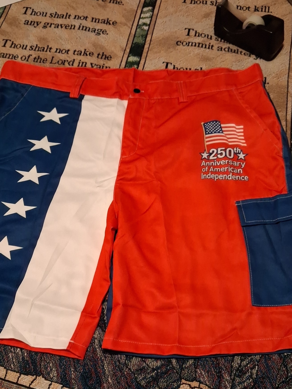 Just USA Red, Blue & White Patriotic Cargo Shorts